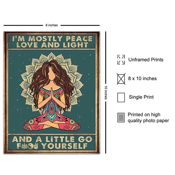 ☮️8x10 Wall Art🕊- I’m mostly Peace and Love - Funny Sign - Picture 4 of 4